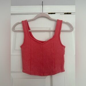 Aerie Coral Corset Style Crop Tank Top